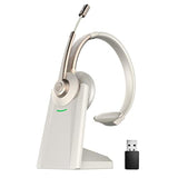Bluetooth Headset, Wireless Headphones With Microphone Noise Canceling & Usb Dongle, V5.0 Trucker Bluetooth Headset With Mic Mute & Charge Dock For Pc/Laptop/Phone/Meeting/Callcenter/Office Gold