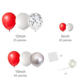 Red White Silver Balloon Garland Arch Kit, 122Pcs Red White Balloons Metallic Silver Balloons For Brithday Wedding Anniversary Engagement Bridal Shower Christmas Party Decorations