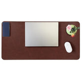 Large Faux Leather Desk Mat 31.5"X15.7" - Non-Slip Waterproof Mouse Pad With Heat-Resistant Surface For Office, Gaming & Home Use (Brown)