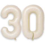 40 Inch Cream Number 30 Balloon, Beige Large Self Inflating Foil 3 & 0 Balloons For Women Men 30Th Birthday Decorations 30 Helium Balloon Numbers For 30 Year Old Anniversary Baby Shower Party Supplies