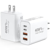 Usb C Wall Fast Charger Block, 40W 4-Port Type C Charger Fast Charging Blocks Pd Power Charger Adapter+Qc 3.0 Usb Multiport Charger Brick For Iphone 17/16/15/14/13/12 Pro Max, Ipad, Galaxy S25-2Pack