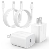 20W Usb C Fast Charger Compatible With Iphone 16/16 Plus/ 16 Pro Max/ 15/ Ipad Pro, 2Pack Pd Usb C Charger Block With 6Ft Type C To C Cable