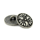 12 Pieces Flower Swirl Antique Silver Metal Shank Buttons 18Mm (11/16