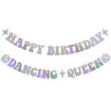 Happy Birthday Dancing Queen Banner Disco Themed Party Decorations Mamma Mia Holographic