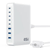 Usb C Charger 415W Usb C Charger Block, 8-Ports Gan Iv Fast Charging Station Hub, Dual Pd 100W Laptop Charger Adapter,For Macbook Pro/Air/Ipad/Iphone16/15/14/Apple Watch/Dell/Samsung For Home Office