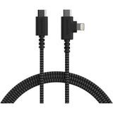 2 In 1 Usb C To Usb C/Lightning Cable - Crown Joule - 6 Ft Fabric Wrapped Fast Charging Cord - For Iphone, Galaxy, Pixel - 100W Dual Fast Charger For Phones/Laptops - No. 2 Pencil Gray