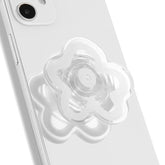 Onthegrip Cute Transparent Daisy Flower Shape Design Mobile Phone Grip Multi Functional Collapsible Stand Holder For Smartphone Tablet Cell Phone Accessory (White)