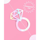 Iridescent Engagement Ring Garland - 4 Pcs, 12' | Bachelorette Decorations, Tying The Knot Bride Bach Decor, Engagement Party Photo Booth Backdrop, Proposal Supplies