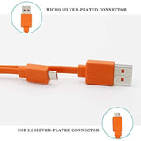 Micro Usb Fast Power Charging Charger Cable Cord For Jbl Charge 3, Charge 2, Flip 4, Pulse 2, Flip 2, Flip 3, Pulse Wireless Bluetooth Speaker Earphone Headphone - 0.65Ft & Orange