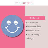 Leatherette Mouse Pad, 8" Mouse Mat With Non-Slip Back, Cute Mouse Pad For Office Desk (Spade Smiley)
