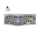 Q8 Wired Custom Mechanical Keyboard Knob Version, 65% Alice Layout Qmk/Via Programmable With Hot-Swappable Gateron G Pro Red Switch Double Gasket Compatible With Mac Windows Linux (Grey)