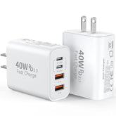 Usb C Fast Charger Block, 40W 4 Ports Usb C Fast Charging Block Pd Power Adapter+Qc 3.0 Usb Wall Charger Plug Cube Multi-Port Type C Brick Box For Iphone 16/15/14/13/12 Pro Max, Ipad, Samsung, 2Pack