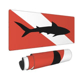 Vintage Shark Scuba Dive Flag Mouse Pad, Large Extended Rubber Base Office Desk Mat Mice Pad 31.5 X 11.8 Inch