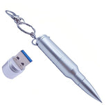 128Gb Metal Shining Bullet Usb 3.0 Flash Drive Memory Stick With Keychain,Silver