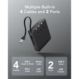 20000Mah Portable Charger With Built-In Cables, Travel Essentials, 22.5W Fast Charging Power Bank For Iphone, Phone Battery Pack For Iphone 16 15 14 13 12 11 X Samsung Galaxy Series(1 Pack)