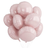 20Pcs Round Shaped Foil Balloons, 18 Inch Dusty Pink Round Foil Balloon, Retro Baby Pink Round Aluminum Giant Balloon For Birthday Party Boho Wedding Bridal Shower Engagement Baby Shower Decorations