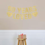 Pre-Strung Gold Glitter 90th Birthday Banner for Men and Women Party Decor