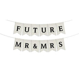Burlap Future Mr & Mrs Banner - Wedding Shower Decorations, Engagement Banner, Mr & Mrs Sign, Bridal Shower Party Decorations, Wedding Garden Decorations (Black)