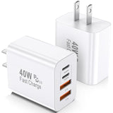 Usb C Charger Block, 2 Pack 40W 4-Port Iphone Charger Fast Charging Multiport Pd 3.0 & Qc 4.0 Double Quick Charge, Compatible With Iphone 17/16/15/14/13/12/11?Pro Max?Ipad, Samsung (White)