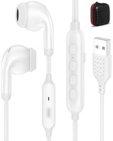 USB A Wired Earbuds with Microphone Mute Button, 3 EQ Music Modes, 7.5ft Long Tangle-Free Cord Headphones, Lightweight Small in-Ear Computer