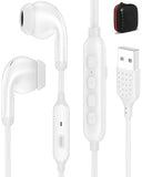 USB A Wired Earbuds with Microphone Mute Button, 3 EQ Music Modes, 7.5ft Long Tangle-Free Cord Headphones, Lightweight Small in-Ear Computer
