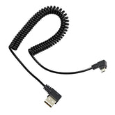 Coiled Cable, Left Angle Micro Usb To Right Angle Usb A Sync & Charge Spring Spiral Cord (1.47Ft To 3.94Ft)