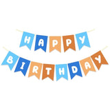 Happy Birthday Banner Blue & Orange, Party Decorations for Boys’ 1st Birthday