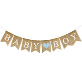 Baby Boy Burlap Banner For Baby Shower Decorations And Gender Reveal Party (Light Blue Heart)
