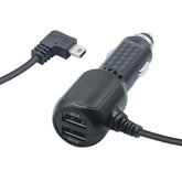 Dash Cam Mini Usb Power Cable 11Ft, Right Angle 90 Degree Mini Usb With Dual Usb Port Fast Power Supply, For 12V-24V Car And Truck Dash Cam, Gps Navigator, Mp3 Player And Other Usb Devices