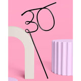 30Th Birthday Party Xl Black 30 Straw | Bday Decorations, Thirty, Millennial Birthday Girl Gift, Bday Drinkware Supplies, Funny Gag Gift, 30 Flirty And Thriving