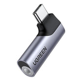 UGREEN USB C to 3.5mm Audio Adapter Type C Aux Headphone Jack DAC Stereo Mic HiFi Right Angle Dongle Compatible with iPhone 16 15 Pro Max/15 Pro/15 Plus, iPad Pro, Galaxy S24 Ultra Pixel 9 Pro, Gray