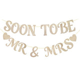 Wedding Shower Banner, Soon to Be Mr & Mrs Sign Banner for Bridal Shower Decorations Gold Glitter Wedding Decorations for Home Party Engagement Bridal Bachelorette Party
