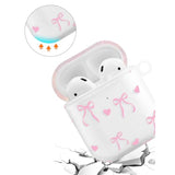 Compatible With Airpods 2Nd 1St Generation Case, Cute Big Bow Heart Aesthetic Design With Carabiner, Soft Tpu Skin Anti-Scratch Shockproof Protective Cover For Women Girls
