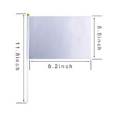 25 Pack Small Blank White Flags on Sticks, DIY Parade & Party Event Decorations