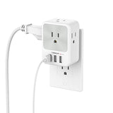 Multi Plug Outlet Splitter With Usb, 4 Electrical Outlet Extender Surge Protector With 3 Usb Wall Charger Blocks, Multiple Plug Expander Box For Home Office Dorm Room Essentials