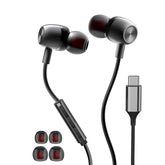 Usb C Headphones For Samsung S24 S23 Fe S22 S21 S20 A53 A54 Wired Earbuds Metal In-Ear Type C Earphone With Microphone Volume Control Bass Stereo For Iphone 17 Pro Max Iphone 16 Pro Max Pixel (Black)