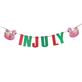 Christmas In July Banner Red Green Glitter Christmas In July Garland Photo Props Tropical Christmas Party Decorations Pre-Strung