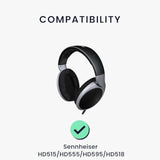 kwmobile 2X Earpad Compatible with Sennheiser HD515 / HD555 / HD595 / HD518 - Replacement Velour Earpad Cushion for Headphones - Brown