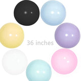 15Pcs 36 Inch Large Round Latex Balloons, Jumbo Thick Latex Macaron As