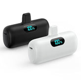 2-Pack 5000mAh Mini PD Fast Charging Power Bank LCD Black White for iPhone