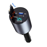 Retractable Car Charger 4 In 1 Fast Charge Usb C Car Charger Adapter With Retractable Cord Cable 100W, Car Phone Charger For Iphone 15 Pro Max Plus 14 13 12