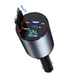 Retractable Car Charger 4 In 1 Fast Charge Usb C Car Charger Adapter With Retractable Cord Cable 100W, Car Phone Charger For Iphone 15 Pro Max Plus 14 13 12