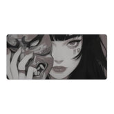 Female Samurai Large Mouse Pad Japanese Anime Girl Mousepad Cool Retro Desk Mat For Keyboard Computer Pad Extended Gaming Office Desk Organizers And Accessories 35.4 X 15.7 Inch