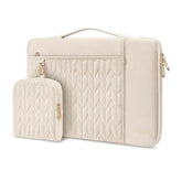 MOSISO 15-16 inch Laptop Sleeve Compatible with MacBook Pro 16 inch M4 M3 M2 M1, 15.6 inch Carrying Case Petal Quilted Bag with Horizontal&Vertical Pockets&Small Case&Handle&Belt, Sand