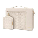 MOSISO 15-16 inch Laptop Sleeve Compatible with MacBook Pro 16 inch M4 M3 M2 M1, 15.6 inch Carrying Case Petal Quilted Bag with Horizontal&Vertical Pockets&Small Case&Handle&Belt, Sand