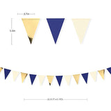 3 Set Navy Blue, Gold & Beige Pennant Banner for Graduation, Birthday  Wedding