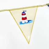 Navy Red Beige Gold Glitter Stamping Paper Pennant Banner Flag Triangle Bunting for Nautical Pirate Ahoy Achor Theme Birthday Wedding Let's Get Nauti Bachelorette Party Decorations Supplies