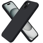 For Iphone 15 Case Liquid Silicone Slim Shockproof Protective Cover 6.1 Inch Anti-Scratch Drop Protection,Black