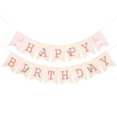 Goose Happy Birthday Banner - Sweet Pink Birthday Party Decorations,One Funny Goose Banner Photo Props,Daisy Leaf Lawn Party Garland,Happy Cake Smash Wall Hanging Decoration