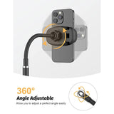 Cell Phone Stand, Adjustable Height & Angle Gooseneck Stand For Desk Flexible Arm Universal Holder, Aluminum Alloy Desktop Recording Compatible With 3.5"7" Device (Black)